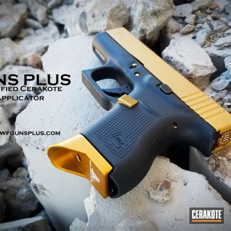 Glock 43 Slide in Cerakote H-122 Gold by WEB USER | Cerakote