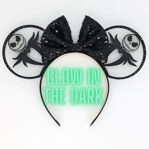 3D GLOW In The Dark Jack Skellington Bat Collar Halloween Mouse Ears Etsy