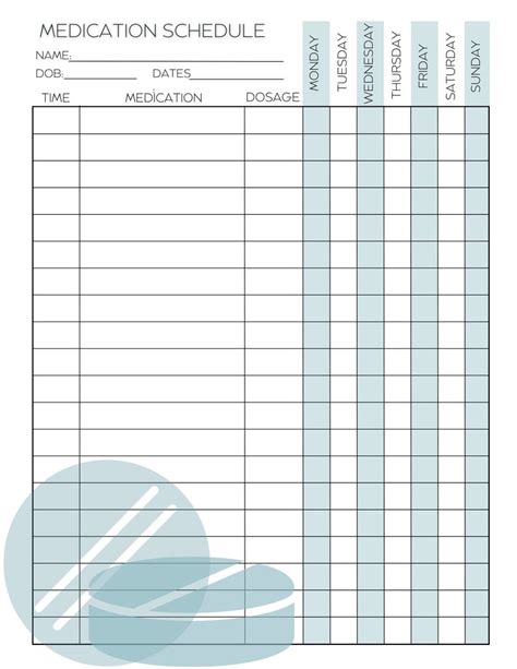 Medication Tracker Printable Template Bullet Journal Sheet Etsy