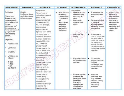 Post Partum Hemorrhage Nursing Care Plan Bleeding Hematology Nbkomputer