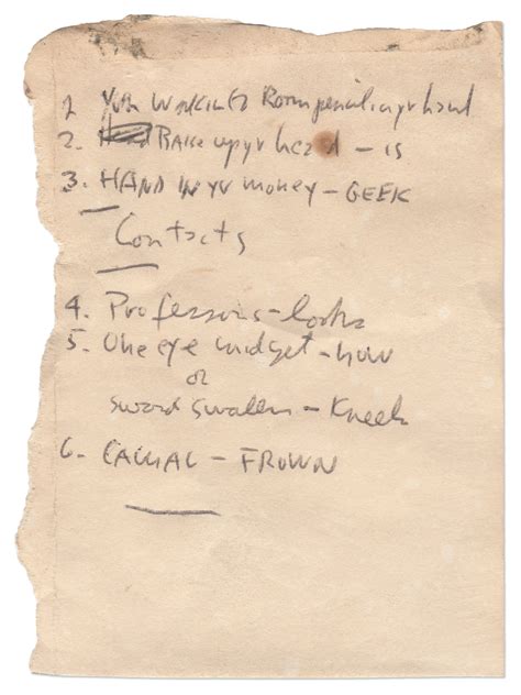 Lot Detail Bob Dylan Handwritten Cheat Sheet For The Lyrics Of Ballad Of A Thin Man