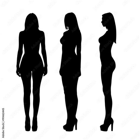 Silhouettes Of Naked Girls Full Length Stock Illustration Adobe Stock