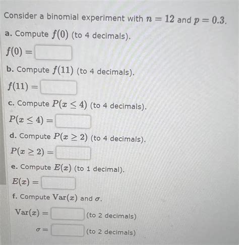 Solved Consider A Binomial Experiment With N And P Chegg