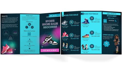 Sports Shoes Sales Brochure Trifold Powerpoint Templates