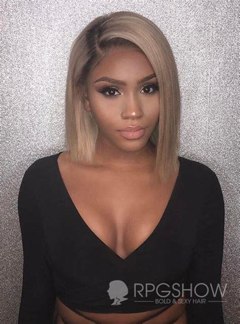 Side Part Short Bob Haircuts Ash Blonde Lace Front Wigs Tamarah