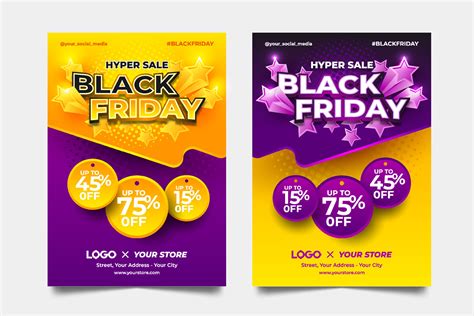 Black Friday Hyper Sale Colorful Flyer Template 13642651 Vector Art at ...