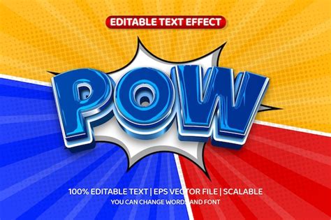 Premium Vector Pow Cartoon Comic 3d Style Editable Text Effect