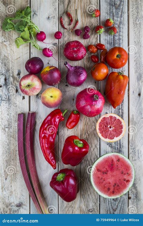 Red Fruit And Veg Stock Photo Image Of Collection Raspberry 75949964