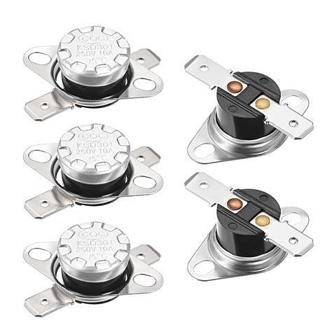 Temperature Control Switch Thermostat 75C 10A N O 6 3mm Pin 5pcs