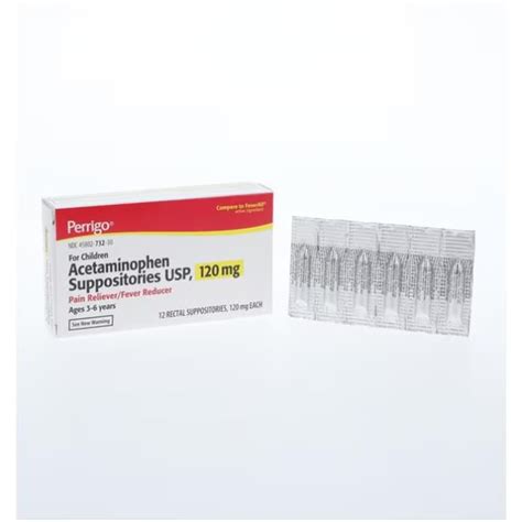 Acetaminophen Pediatric Pain Relieverfever Reducer Suppository 120mg