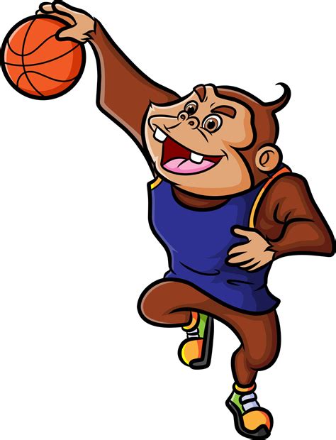 The chimpanzee is going to dunk in a basketball competition 11095141 Vector Art at Vecteezy