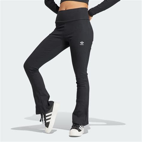 Adidas Womens Lifestyle Essentials Rib Flared Pants Black Adidas Us