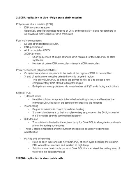 Biol Unit 2 Unit 2 Review 2 2 DNA Replication In Vitro Polymerase