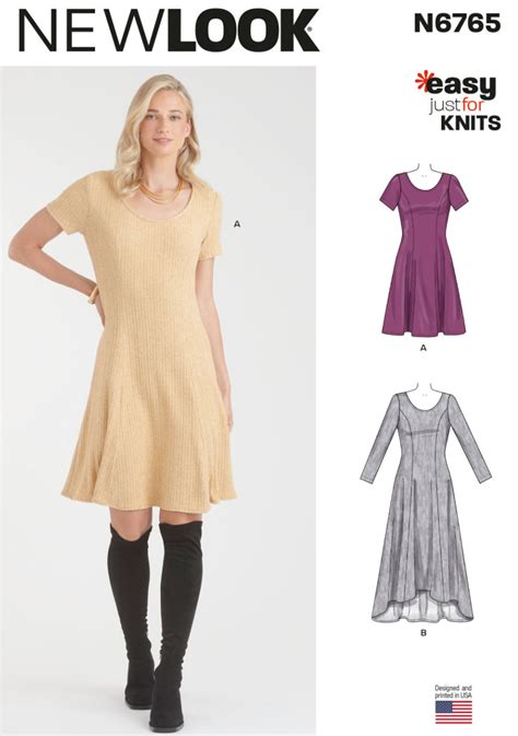 New Look Sewing Pattern 6765 Misses Knit Dresses Knitwit