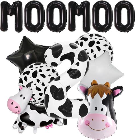 Cow Print Balloon Cow Mylar Foil Balloon Holy Cow Im Two