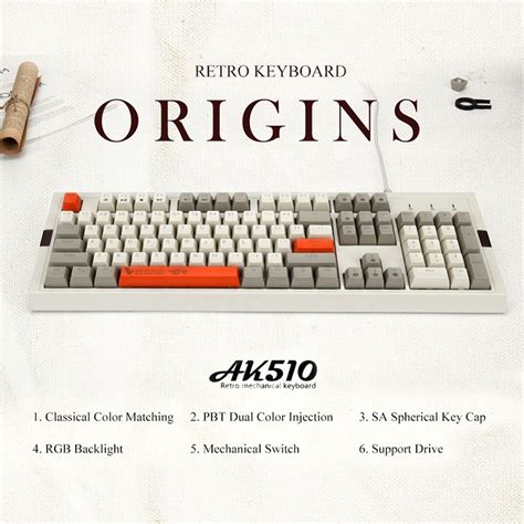 Jual AJAZZ AK510 Retro RGB Wireless Mechanical Keyboard Hot Swap 104