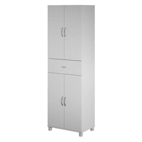 A Tall White Cabinet With Two Doors