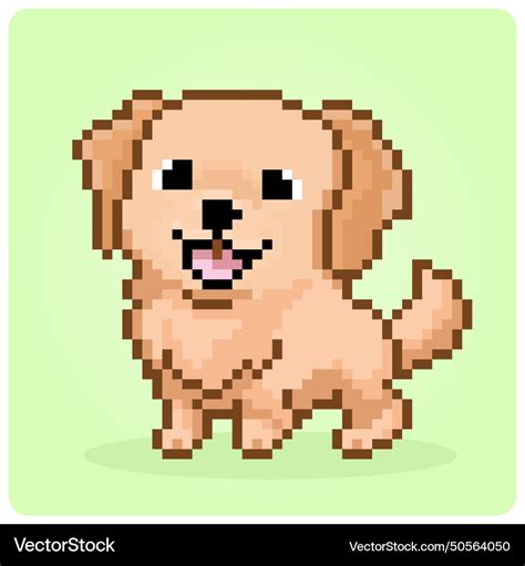 8 bit pixel labrador retriever dog animals Vector Image