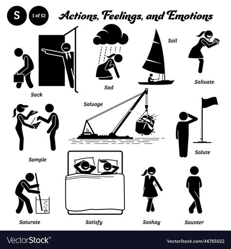 Stick Figure Human People Man Action Feelings Vector Image