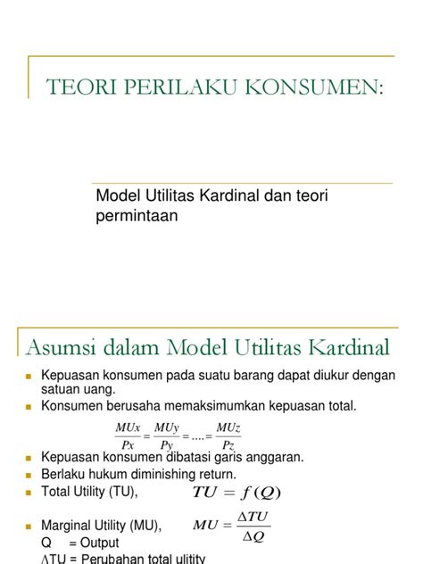 Pertemuan 13 Teori Utilitas Dalam Teori Konsumsi Dan Perilaku