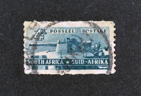 Cancelled Postage Stamp Printed By South Africa That Shows Heavy Gun