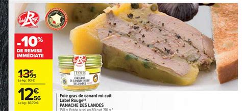 Promo Foie Gras De Canard Mi cuit Label Rouge Panaché Des Landes chez