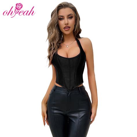 High Quality Black Pieces Plastic Bones Hollow Back Sexy Corset For Women Lingerie And Sexy