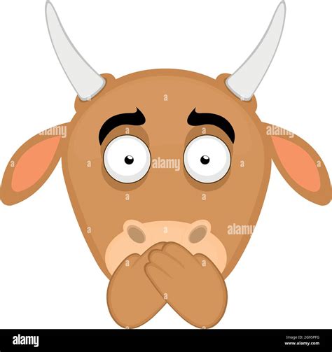 Vector Emoticon Illustration Of The Face Of A Cartoon Cow Covering Her