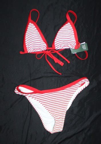 NWT 36 WILD FABLE Red White Blue STRING TRIANGLE BIKINI SET SWIMSUIT Sz M 8 10 EBay