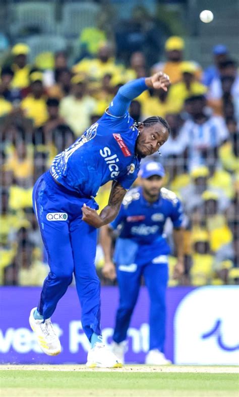 Chennai Mis Bowler Jofra Archer Bowls During The Ipl 2023 Match