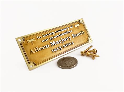 Brass Bench Plaque Memorial Nameplate Bench Name Plate Etsy