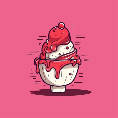 Premium Vector Red Velvet Ice Cream Clip Art Illustration