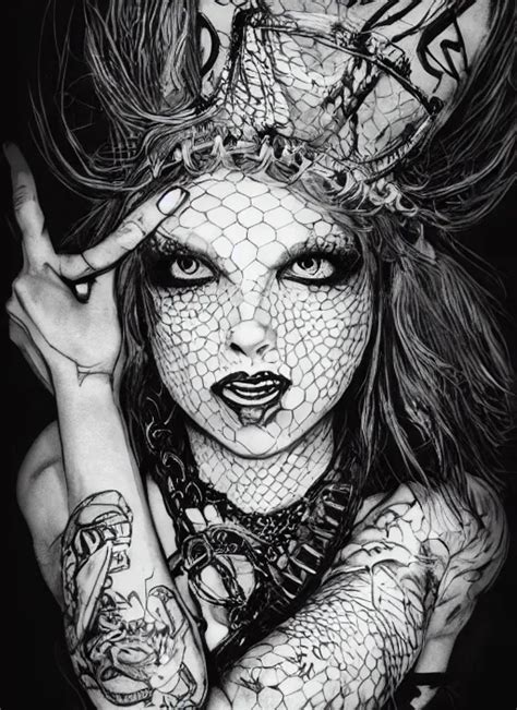 Portrait Punk Rock Alice In Wonderland Fishnets Stable Diffusion