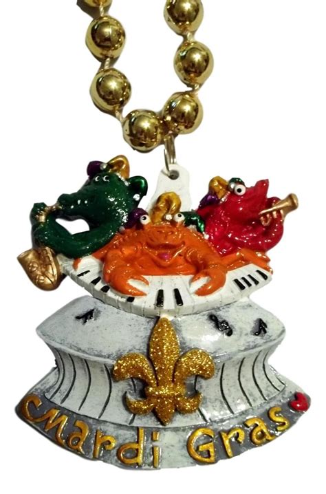 Gator Crab Crawfish Musicians Dome Mardi Gras Beads Party Favor Necklace