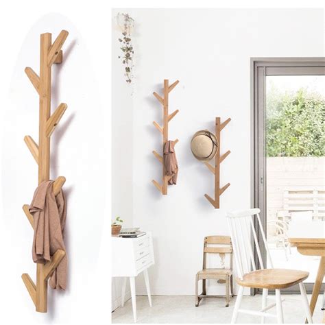 Bleosan Porte Manteau Mural En Bois De Bambou Forme D Arbre