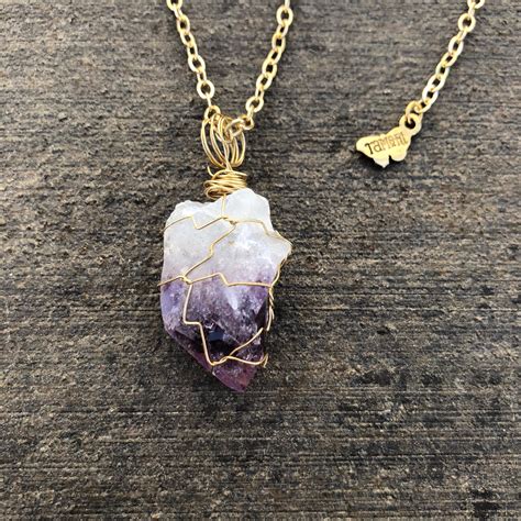 Wire Wrapped Raw Amethyst Necklace