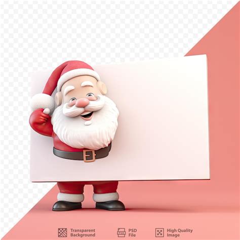 Desenho Animado Papai Noel Segurando Cartaz Na Frente PSD Premium