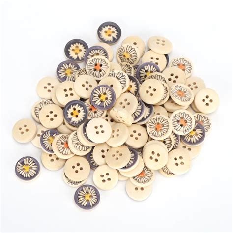 PAR Bouton en bois Boutons Décoratifs de Couleur Frache 100 Pièces