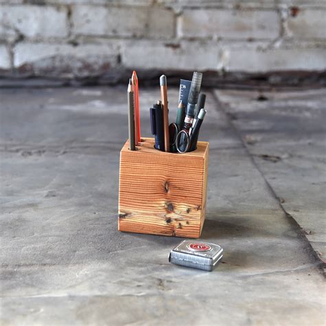 Porte Crayon En Bois Organisateur De Bureau Porte Stylo Pour Etsy