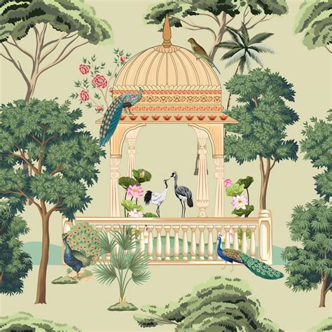mughal garden illustrations  behance tuin afbeelding indisch thema