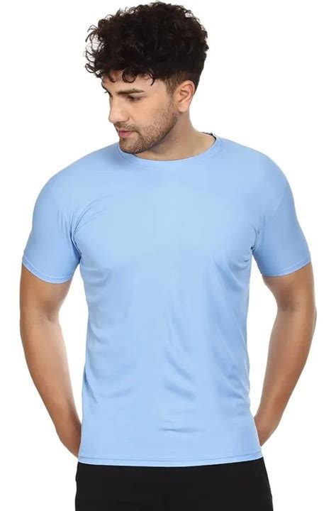 Plain Sky Blue Men Polyester Round Neck T Shirt At Rs 80 In New Delhi Id 2851679599962