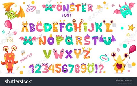 Monster Alphabet Set Cute Kawaii Letters Stock Vector Royalty Free