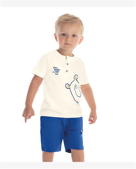 Riachuelo Conjunto Infantil Camiseta Bermuda Trick Nick Bege