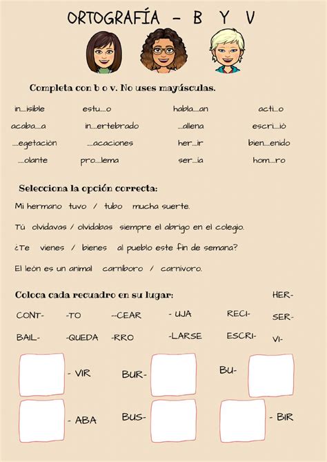 Ficha Interactiva De Ortograf A De La B Y La V Para Cuarto Puedes