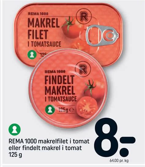 Rema Makrelfilet I Tomat Eller Findelt Makrel I Tomat G Tilbud