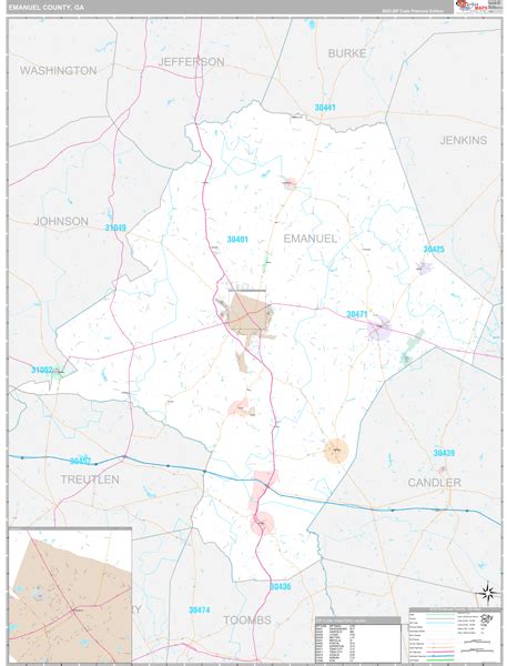 Emanuel County, GA Zip Code Map - Premium