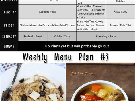 Weekly Menu Plan 3 The Peach Kitchen Peach Kitchen Menu Planning