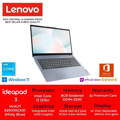 Promo Lenovo Laptop Ideapad 3 14iau7 Intel Core I3 1215u 8gb Ram