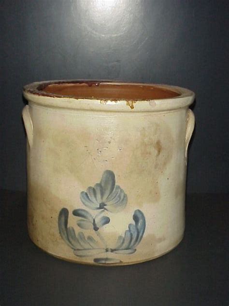 Antique 2 Gallon Crock Blue Cobalt Flower In 2021 Stoneware Crock