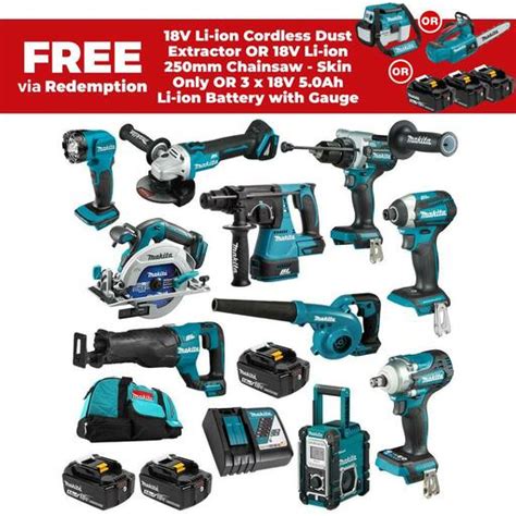 Makita DLX1042TX1 18V 5 0Ah Li Ion Cordless 10pce Combo Kit Including